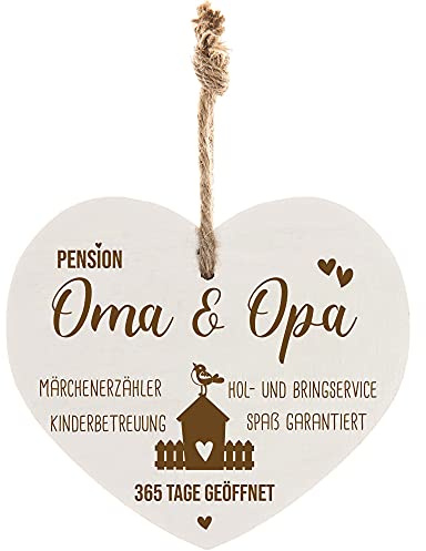 Spruchreif | Deko Herz Hotel Oma & Opa – Holzherz mit Gravur | Liebevolle Geschenkidee für Großeltern | Witziges Geschenk für Oma und Opa zur Pension