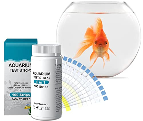 Aquarium Teststreifen, Aquarium Zubehoer, 100 teiliges Wassertest Kit, Tests für allgemeine Härte Nitrit Nitrat PH Karbonathärte Chlor
