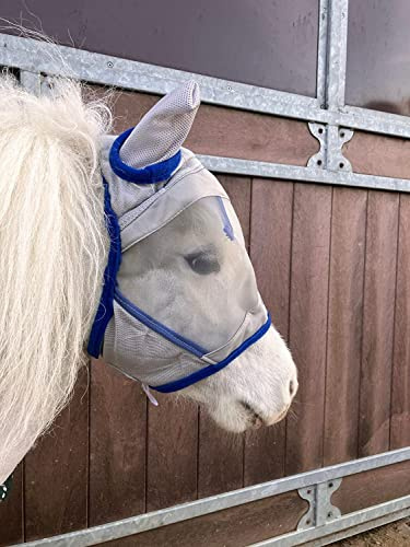 Ruggles Shetland - Máscara de mosca con sección en miniatura | Protección ocular de caballo y pony, pequeña y grande, forro polar (mini sin nariz)