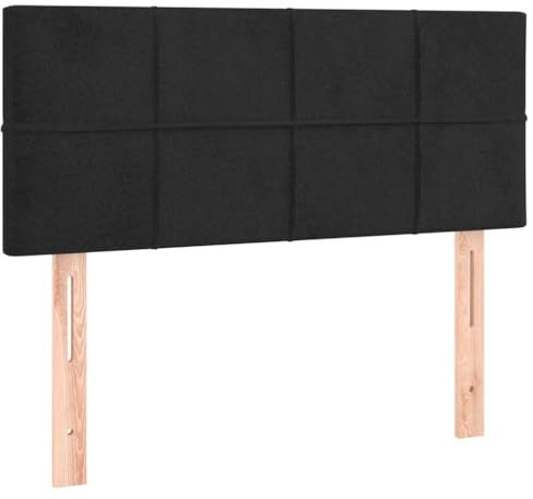 vidaXL Kopfteil, Bettkopfteil mit Holzbeinen, Höhenverstellbar Polsterkopfteil für Bett, Betthaupt Bettzubehör Schlafzimmer, Schwarz 100x5x78/88cm Samt