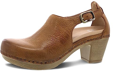 Dansko Sassy Stylish Upfront Closed Toe for Women - Energy-Return Footbed with Added Arch Support - Lightweight PU Outsole for Long-Lasting Wear - Great for All-Seasons Style Tan Milled 6.5-7 M US