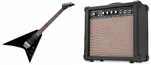 Rocktile Blade E-Gitarre & Scream 15 Gitarrenverstärker Mini Combo Amp (15 Watt Amplifier, 2-Kanäle, Portable, AUX-In für MP3/CD, 3-Band Equalizer, Kopfhöreranschluss)