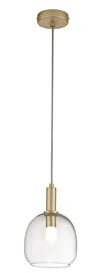 Sospensione BRANDY con finiture oro con diffusore singole in vetro soffiato