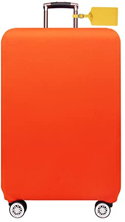 FANSU Elastisch Kofferhülle Kofferschutzhülle, Einfarbig Druck für 18 bis 32 Zoll Reisekoffer Schutzhülle mit Reißverschluss, Elasthan, Waschbar Gepäckabdeckung (orange,XL(29-32in))