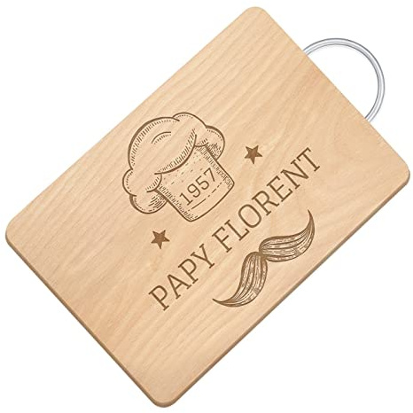Maverton Planche à découper avec personnalisation pour homme | Plateau fromage gravé pour lui, Planche de cuisine en bois de hêtre pour chef, pour anniversaire, papa, Papy
