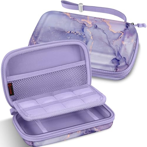 Fintie Väska för Nintendo 2DS XL/3DS XL – Bärväska, Förvaringsväska Med Spelkortshållare och Hållare för 3DS/3DS LL-Konsol, Lila Marmor