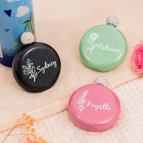 Esseur Custom Damen Flachmann für Brautjungfer Braut 142 ml bunter Glitzer Flachmann Trichter Hochzeit Geburtstag Geschenk für Schwester Bestie
