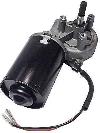 BEMONOC High Torque PMDC Worm Geared Motor 12V Reversible 50 RPM (Right Gear-Box) with Double Flat Shaft for Garage Door