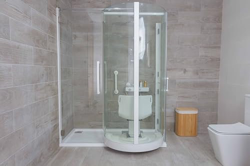 Cabine de douche HCS avec système électrique avec panneau pivotant pour personnes âgées ou mobilité réduite (rectangulaire 155 x 80 x 210 à droite)