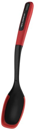 FLORINA Servierlöffel aus Silikon 34 cm | Vorlegelöffel MARS mit Rutschfestem Soft-Touch Griff | Saucelöffel mit Aufhängeöse | Hitzebeständiger Küchenhelfer | Spülmaschinenfest | Farbe: Rot/Schwarz