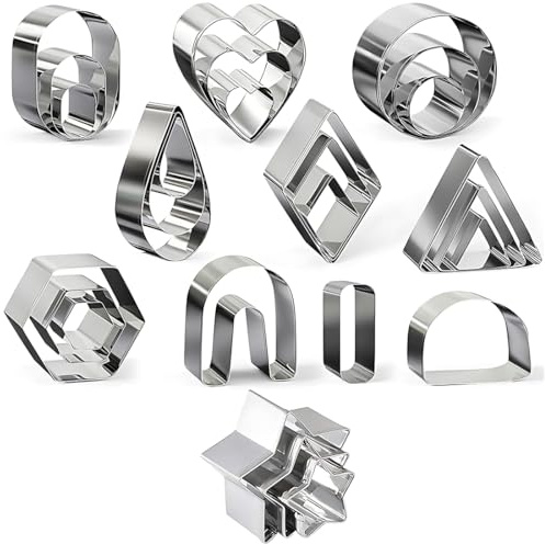 Mini Cookie Cutter Set, 36 PCS Small Molds, Heart Flower Round Star Shape Biscuit Stainless Steel Metal Molds Cutters, for Kitchen Baking Birthday Christmas Valentine's Day Small Cookie Cutters