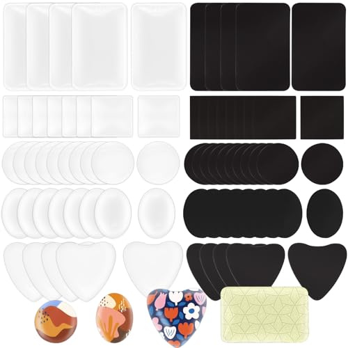 Swpeet Kit de surtido de imanes de nevera de 36 piezas en 5 formas para manualidades, incluye imanes de ferrita de cerámica con respaldo adhesivo y cabujones de vidrio transparente para colgantes de
