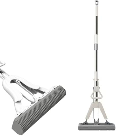 Hand-Washable Collodion Mop, Handwaschbarer Kollodium-Mopp, Schwamm Wischmopp, Schwammwischer mit Teleskopstiel, Saugfähig Schwamm Bodenwischer mit Auswringfunktion für Boden, Fliesen, Bad (34CM)