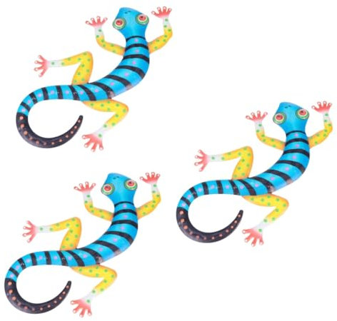STOBAZA 3 Stücke Lebendig Lackiert Metall Gecko Hängen Einzigartige Garten Ornament Für Decor