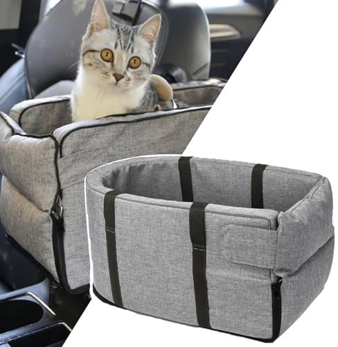 Gentle Paws Car Seat Cat Carrier, Hunde Autositz, abnehmbare und waschbare Haustier Autositze, Booster Katze Autositz, Hundetragetasche Katzentragetasche, Reisebooster für Katzen, Hunde (Grau, 1)