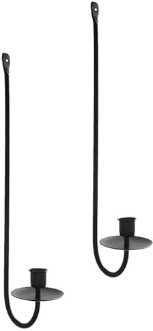 AKTOUR Set di 2 portacandele a forma di corvo, in metallo, per montaggio a parete, stile moderno, da appendere per soggiorno, casa colonica, riccio (nero, uno