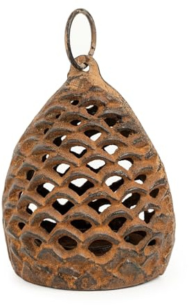 Sungmor Cast Iron Pinecone Candle Holder - Tabletop Decorative Tealight Lantern, Rustic Style Hanging Home Garden Decor, Vintage Stand for Votive or Flameless Candles