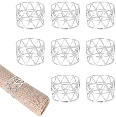 Anelli Per Tovaglioli Da Tavola 8 Pezzi Portatovaglioli Anello Da Tavola, Portatovaglioli Da Tavola Metallo,Fermatovaglioli Da Tavola Eleganti,Per Feste,Matrimoni,Decorazioni Tavola (Argento, 3*4.5cm)
