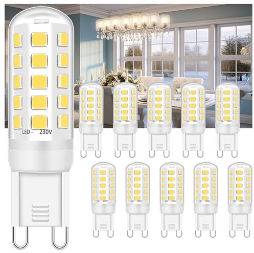 Ugvmn LED G9 Lampadina 5W Equivalente a 28W 33W 40W alogena Bulbi, Bianco Naturale 4000K, G9 presa di corrente Guidato Lampada, senza sfarfallio, non dimmerabile, CA 220-240V, confezione da 10 pezzi