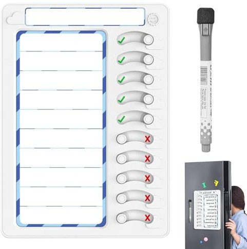 Abwischbare Planungstafel - Magnetischer trocken abwischbarer Planer, wiederverwendbarer Wochenplaner | Küchen- und Büro-Organisationstafel, Whiteboard mit Marker, Tisch