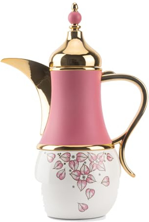 Lilac Collection Vacuum Flask for Tea and Coffee, 1.0 Liter Size, Pink Color, Porcelain Material, Stylish Insulated Flask to Keep Your Drinks Hot or Cold, Perfect for Any Occasion by Otantik Home