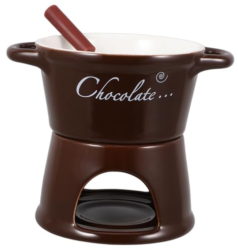 KICHOUSE Fondue De Cerámica para Derretir Chocolate y Queso Calentador Rápido para Mantequilla y Fondue Familiar con Diseño Fácil De Limpiar y Mantén Caliente para Reuniones y Fiestas