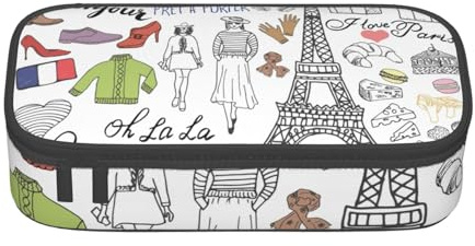 Yiyilong Grande Capacité Imprimé Tour Eiffel Paris Trousse de Rangement pour Fournitures de Bureau Cosmétique Articles de Toilette Noir Taille Unique Art Déco, Noir , Taille unique, Art Déco