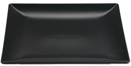 Lot de 12 assiettes carrés LAURA, assiette plates pour service de table en porcelaine noir - Longueur 21 x largeur 21 x Hauteur 2 cm