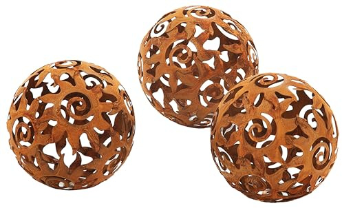 Kobolo Gartenkugel KALURA 3er Set Metall 12 cm Braun