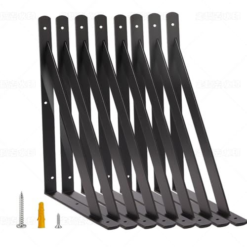 Lot de 8 équerres pour charges lourdes I 300 x 500 mm I Console pour charges lourdes avec vis I Support mural étagère Charge maximale 150 kg I Support mural (8 pièces)