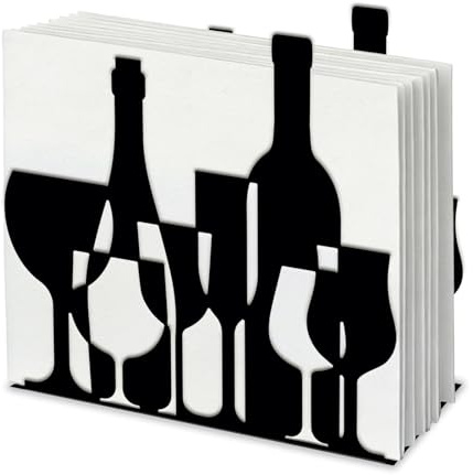 SUPERDANT Wine and Glasses Napkin Holder for Tables Modern Art Metal Napkin Dispenser for Kitchen Tabletop Wine Tissue Stand Metal Cloth Napkins Holders for Restaurants Hotel Home Party Decor