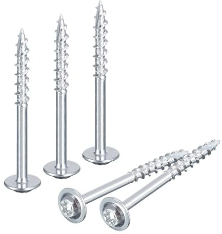 QUARKZMAN #8 X 1-5/8 Viti a Testa Piatta Rotonda - 100Pz - Testa Torx/Stella Viti per Legno per Costruzione, Armadi e Mobili, Argento