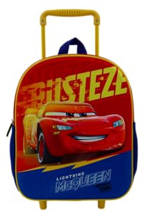 Disney Cars Mickey Mouse Barnväska med hjul och rullväska, mjukt bagage polyester, justerbar, justerbar, avtagbar teleskopstång, Bilar 1, Resväska