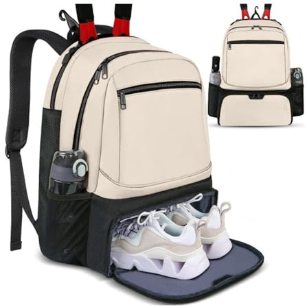 Sac à dos de tennis avec crochet de clôture – Sacs pour raquettes de badminton, compartiment séparé pour chaussures, poche latérale en maille pour balles, peut