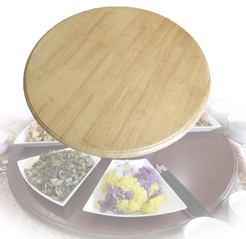 SMELEDFCFK Plato Giratorio De Bandeja De Servicio De Mesa De Comedor De Alta Resistencia 80/90/100/120cm Plato Giratorio De Madera Redondo Lazy Susan Para Mesa Bandeja De Servicio Giratoria Grande, Fá
