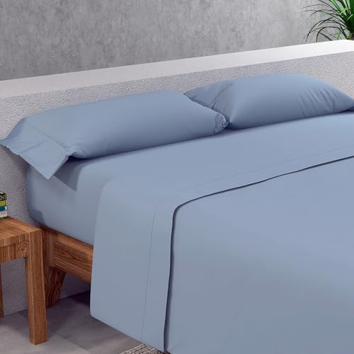 SOMNI HOME Juego Sabanas Poliester 90 cm - 3 Piezas Sabanas Lisas Microfibra Suave Fácil Cuidado Ropa de Cama Elegante Todo el Año Cama 90 Color Azul Indigo