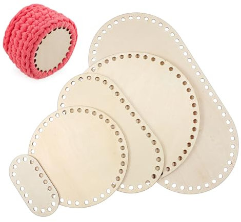 Uonlytech 5stücke Unbehandelte Holzscheiben Als Böden Für Häkelkörbe Oval Und Rund Massive Holzunterlagen Mit Löchern Für Tischdekorationen