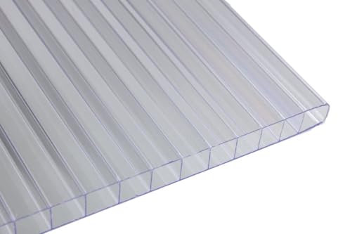 Falken Design Clear Twin Wall Polycarbonate Panel - 12 x 12 x 3/8 (8mm) - UV Resistant Lightweight, Shatterproof Roof Sheet for DIY, Greenhouses, Sheds & Outdoor Use