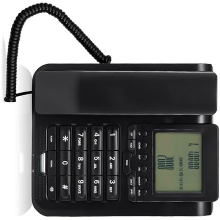 Gramigg Téléphone fixe filaire avec grand bouton blanc, volume réglable, haut-parleur et écran LCD rétroéclairé pour la maison et le bureau