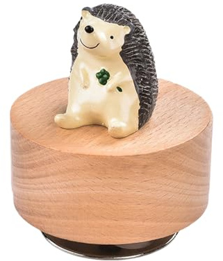 alloneslife Adorno de caja de música de madera con figura de animal giratoria para decoración del hogar y niños, adolescentes y adultos
