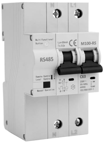 Interruptor Diferencial De 100 A Y 30 Ma, 2 Polos, Ca 230 V,Interruptor Diferencial Rearme Automatico Para Dormitorios, Residencias, Casas Inteligentes, Oficinas, Centros Comerciales, Etc