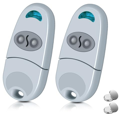 Mando a distancia para puerta de garaje de 433,92 MHz, 2 unidades de control remoto de garaje C@ME de 2 canales, compatible con 432 NA, EE, EV (incluye 2 baterías adicionales)