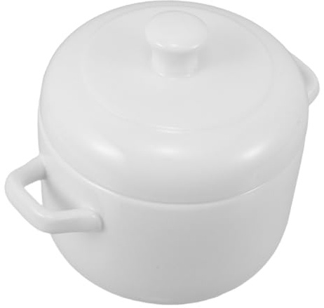 iplusmile Pentola Ceramica Piccola con Coperchio Pentola in Ceramica per Zuppa di Cipolle Francese per Cottura Vapore con Doppio Manico