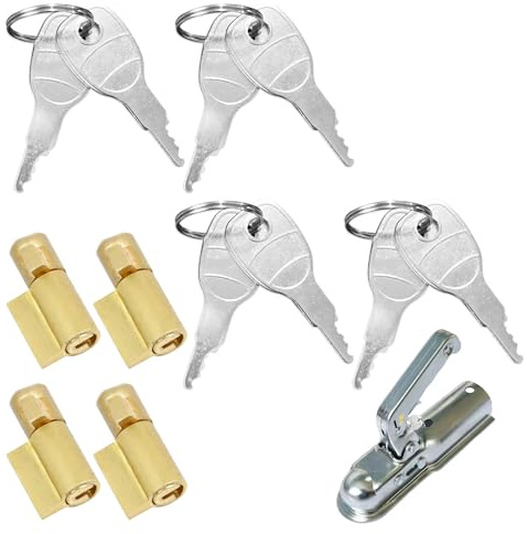 MERQUU Antivol Remorque Attelée, 12 Pièces Cadenas Remorque Anti Vol, Antivol Remorque Attelée Et Non Attelée pour Earth, Daxara, Maypole - 50mm, Quatre verrous de remorque et Huit clés