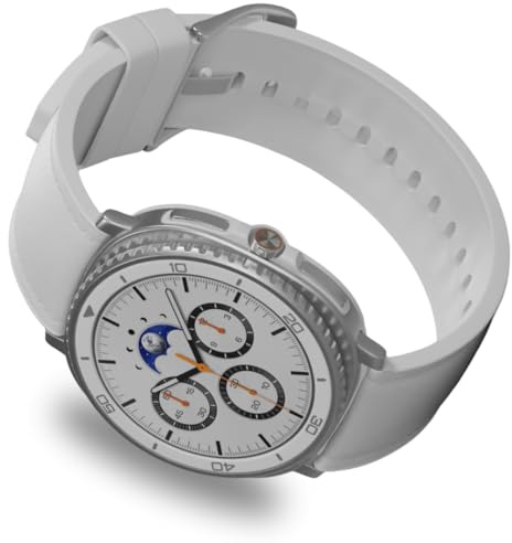 Samsung Galaxy Watch8 Classic 46mm, AI Smart Watch with Cushion Design and Rotating Bezels, with Hybrid Band and Wearable Display, Bluetooth, White, 3 Year Extended Warranty (UK Version) (Renewed)