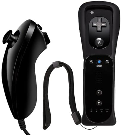 Goldtree Wii Remote Controller,With Nunchuck Compatible with Wii U Console (Black)