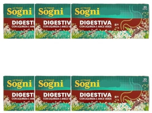 6X Confezioni per Sognid'Oro - Tisana Digestiva, Con Anice, Liquirizia E Menta - 6 Confezioni da 40 G