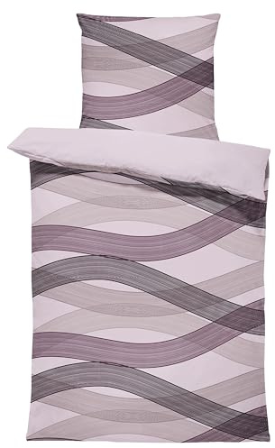 one-home Winter Biber Bettwäsche Baumwolle Kuschelig Flauschig Warme Weiche Flanell Bettbezüge Modern, Größe:2 teilig 135x200 cm, Farbe:Welle Lavendel lila