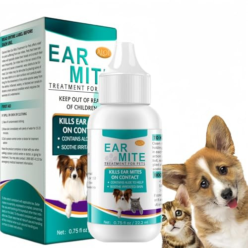 Ear Mite Treatment for Dogs and Cats, Yeast Infection Treatment for Dogs, Dog Cat Ear Drops, Soothes Itchy Ears, Reduces Ears Mites and Debris
