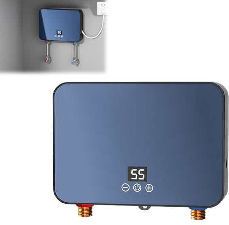 6000 W Mini Chauffe-eau éLectrique Instantané, Chauffe-eau Avec Affichage Led de la Température, Chauffe-eau Instantané pour Cuisine, Salle de Bain, Réglage de la Température 30-55 °C